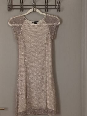 Theyskens' Theory Beaded Cap-Sleeve Midi Dress in Champagne